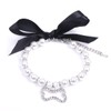XKSRWE Dog Cat Pearls Necklace Collar with Rhinestones Bone Charm