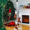 Shellwei 60 Inch Wooden Freestanding Christmas Stocking Holder with Santa