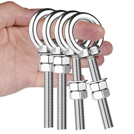 M10 Shoulder Eye Bolts 2.75"X3/8" Premium Stainless Steel with 2 Nuts and 1 Washer Heavy Duty Eyebolts for Versatile Use 2 Pack