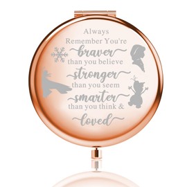FUSTMW Princess Elsas Gifts Compact Makeup Mirror Fairy Tale Princess Gifts You are Braver Stronger Smarter Than You Think (elsas mirror)