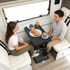 HIYOUGO Foldable RV Table, 360° Rotatable C-Shaped Side Table, Adjustable