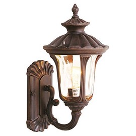 Livex Lighting 7650-58 Oxford 1 Light Imperial Bronze Cast Aluminum Wall Lantern with Light Amber Water Glass