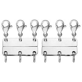 18K Gold Necklace Separator for Layering Lightweight Necklace Stacker Detangler Clas Magnetic Multiple Necklace Layering Bracelet Connector Girls’ Layered Necklace Closures Triple Silver Layering Clasps for Women:_TRIPLESILVER-2PCS
