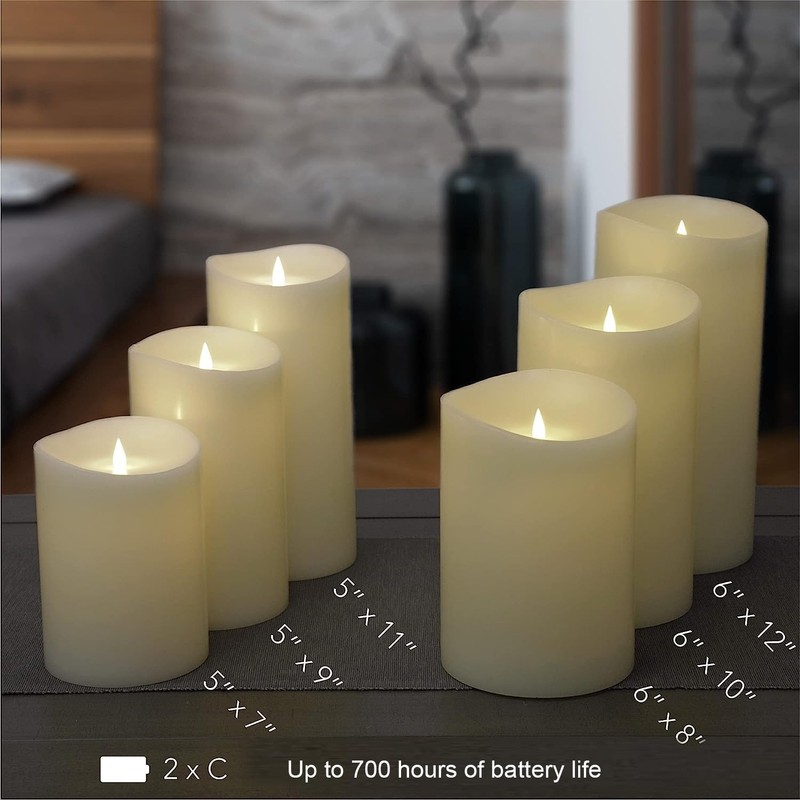 Softflame Flameless Candle - 6"x 8"Ivory - Flickering Moving Flame