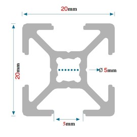 Gal Industrial Aluminium Profile, 20 x 20 mm, 50 cm Construction Profile, Aluminium Mounting Profile, Type R, Groove 5, Strut Profile, Aluminium Profile, Compatible with AlClipTec for Bosch Item Cut