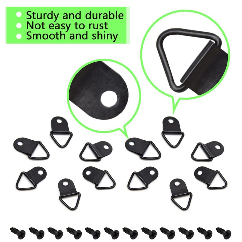 Hocansen 100 PCS Triangle Ring Picture Hangers D-Ring Triangle Picture