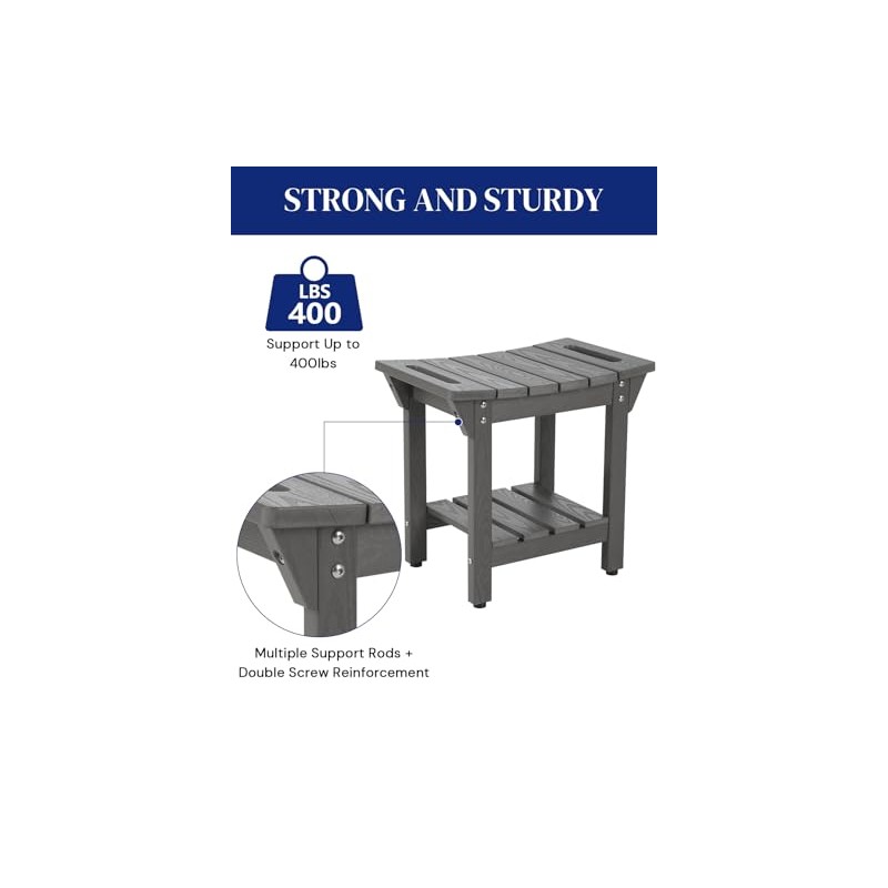 Waterproof Shower Bench, Poly Lumber Shower Stool for Shaving Legs,
