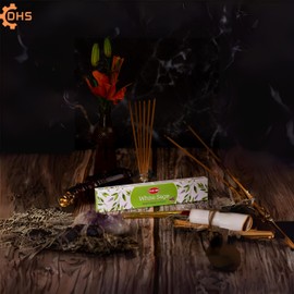 HEM White Sage Premium Incense Sticks, Full Pack of 12, Each 15 gms with DHS incense stick holder for Yoga, Meditation, Healing, Spirituality, Aromatherapy, Incense Spa and Relaxation…