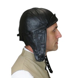 Historical Emporium Men's Leather Aviator Helmet M Black