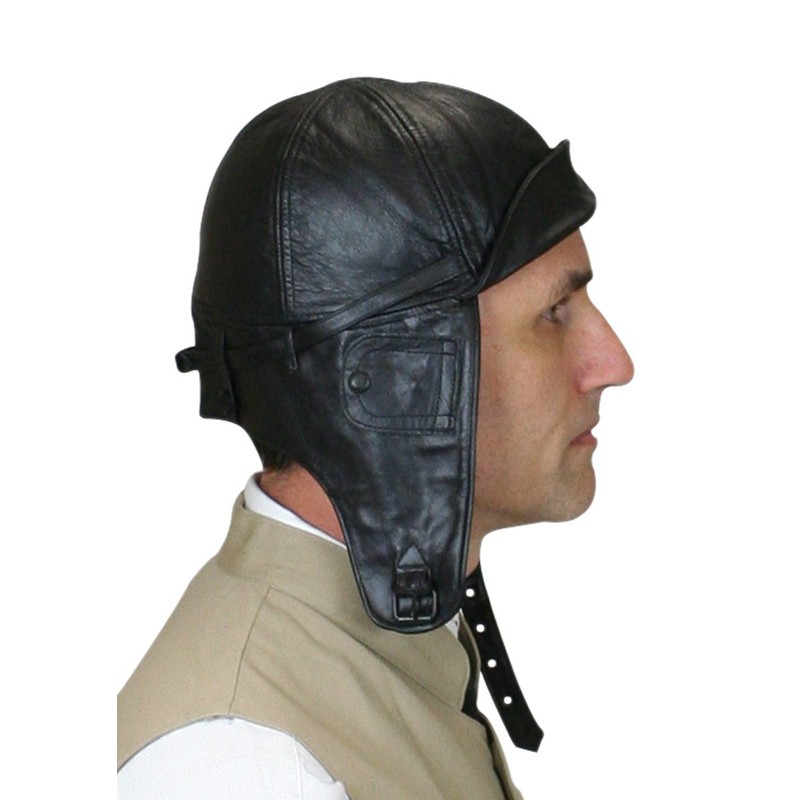 Historical Emporium Men's Leather Aviator Helmet M Black