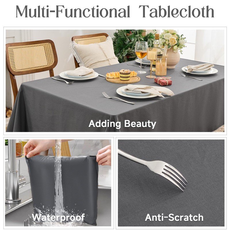 Simple&Opulence Rectangular Table Cloth 140 x 180cm, Cotton Canvas Tablecloth,