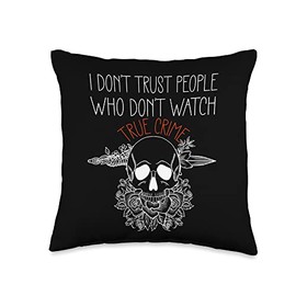True Crime Lover For Women Serial Killer Murder Flower Skull Throw Pillow