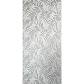 WM Ivory off white beige distressed faux fabric Tropical palm leaves Wallpaper roll - sample 8.5 inches x 11 inches