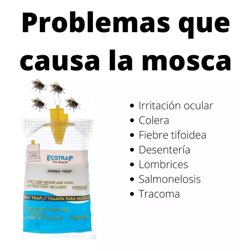 Ecotrap Mata Moscas Trampa Para Moscas Cebo Atrayente Jumbo Exterior