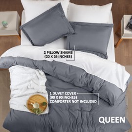 Utopia Bedding Duvet Cover Queen Size - 1 Duvet Cover with 2 Pillow Shams - 3 Pieces Bedding Duvet Cover with Zipper Closure - Soft Brushed Microfiber, 90 X 90 Inches (Pack of 10, Queen Grey)