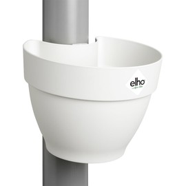 elho Vibia Campana Downpipe Planter 40 - Flower Pot for Rain Pipe - Vertical Garden - 100% Recycled Plastic - Diameter 21.6 x Height 16.3 cm - White/Silk White