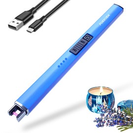 Electric Candle Lighter Plasma Arc Lighters Windproof & Flameless with USB Rechargeable Battery Double Safety Switch (Sapphire Blue)