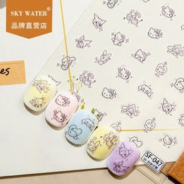 [Overseas] Sanrio Nail Sticker Skyline Sanriku Kuromi Kt Girls' Children's Sticker Character 6D Embossed Merletty Free Size/Skyline Sanrio Kuromi 30ea