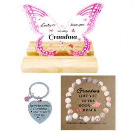 Grandma Gifts - Thoughtful Gifts for Grandma, Grandma Birthday Gifts, Meaningful Presents for Grandma, Grandmother Butterfly Decor (Pink, Grandma)