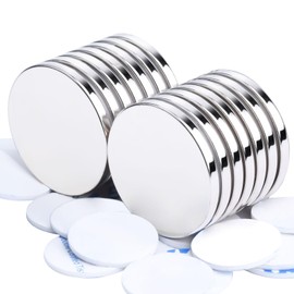 Super Strong Magnets Disc Neodymium Rare Earth Magnets Heavy Duty Extra Powerful 32x3mm Round Magnet with Double-Sided Adhesive Backing for Fridge Refrigerator Cabinet Craft 14Pack