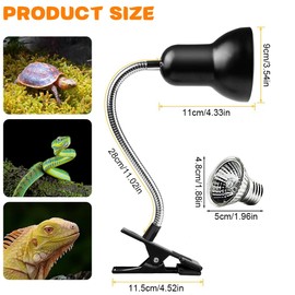 WDKXCN Heat Lamp Turtles, Reptile Terrarium Lamp with 4 UVA UVB Basking Spot Bulbs, Heat Lamp Terrarium with Clip E27, Reptile Heat Lamp, Aquarium Animals, Accessories for Lizards, Snan