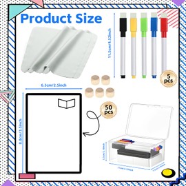 50pcs Multifunctional Tokens Dry Erase Index Cards with 1pc Storage Box 5 Pcs Dry Erase Markers 6pcs Blank Dice and 2pc Glasses Cleaning Cloth, Reusable Blank Playing Cards Dry Erase Tokens for Game