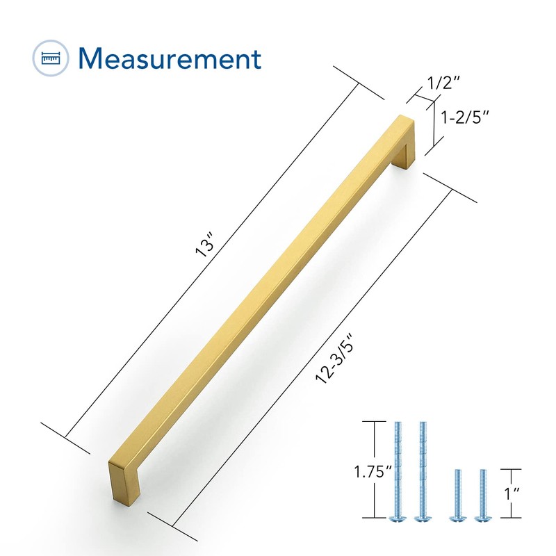 Ravinte 10 Pack Gold Cabinet Pulls 12-3/5 Inch Brushed Brass