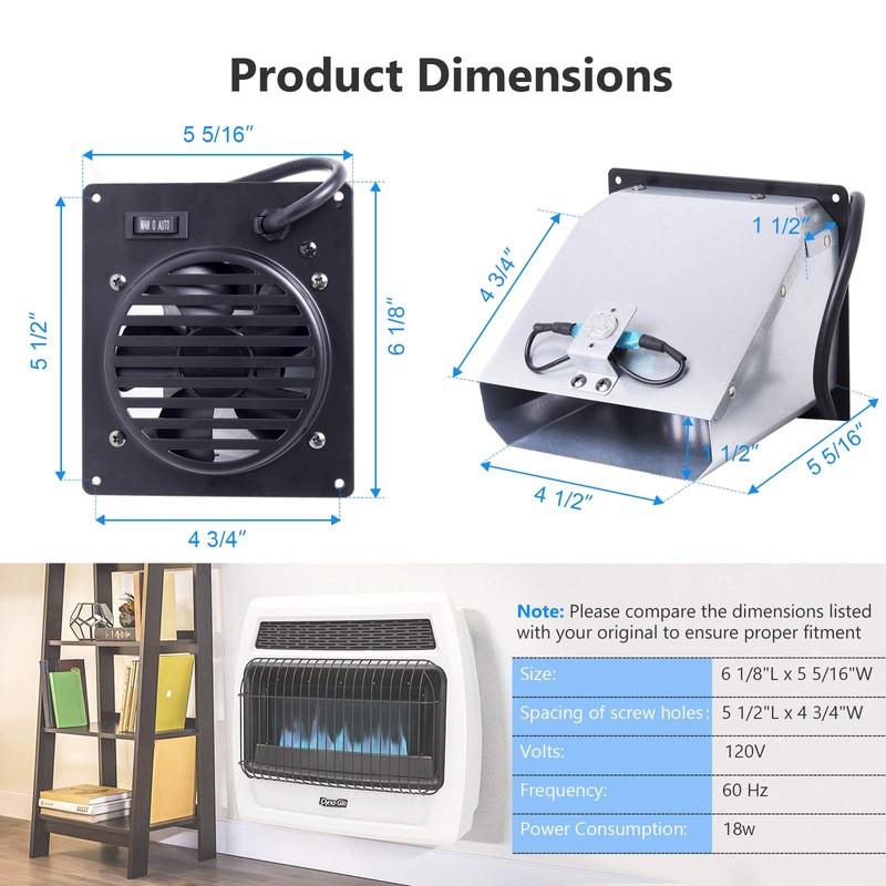 Criditpid WHF100 Vent-Free Wall Heaters Fan Blower for Mr. Heater,