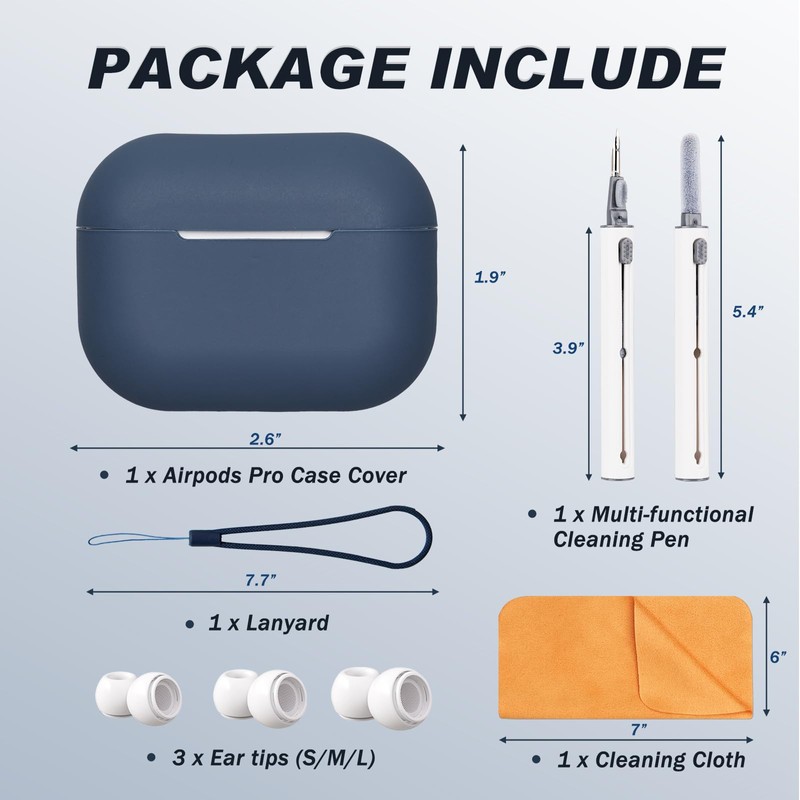 Airpods Pro 2nd Generation Case Cover, Full Protective Soft Silicone,