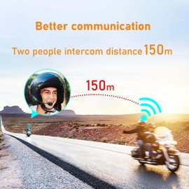 BOROCO Motorcycle Helmet Headphones, BT12B 5.0+EDR Motorcycle Helmet Headset Wireless Bluetooth Riding Headphones Hands-Free with Mic 150M Two-Person Intercom Headphones