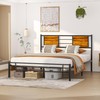 VECELO Metal Platform Full Bed Frame with Wooden Headboard,Sturdy Steel