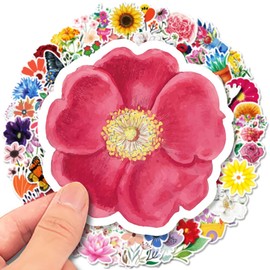 HAKUKU 100 Flores Pegatinas Estéticas, Lindas Pegatinas Impermeables Frescas para Monopatín, Computadora, Cuaderno, Partido（Flores）