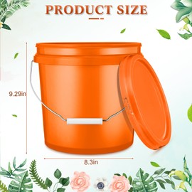 Ziliny 6 Pcs 2 Gallon Plastic Bucket Pail Container with Lid Heavy Duty Reusable Water Bucket with Metal Handle for Storage Ice(Orange)
