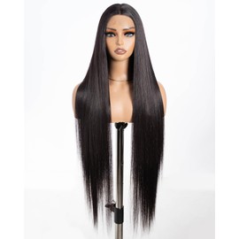 Style Icon Super Long Straight Lace Front Wig 38 Inches Long Wig for Women Synthetic Lace Front Wig Middle Part Lace Wig Pre Plucked with Baby Hair Heat Resistant Fiber 150% Density (#4)