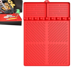 Silicone Grill Tools Spatula Mat for Blackstone, Large Heat Resistant BBQ Griddle Accessories Seasoning Mat Pad for Outdoor Cooking, Barbecue, Kitchen, Countertop (Red)