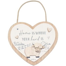 Highland Cow Heart Plaque Home