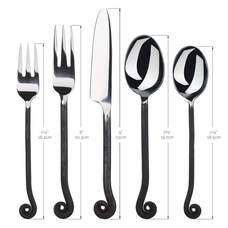 Gourmet Settings 20-Piece Flatware Treble Clef Collection Black Silverware Cutlery