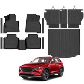 Tapetes para todo tipo de clima con forro de carga y tapete de respaldo para Mazda CX-5/CX5 2026, juego completo de revestimientos de goma TPE con protectores de umbral de puerta, tapetes automotrices