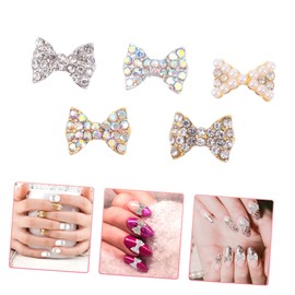 Outanaya 50pcs Butterfly Nail Art Charms Rhinestone Bow Nail Decor for Manicure Easy to Apply and
