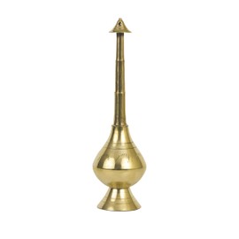 Spillbox Brass Sprinkler Bottle for Holy Water, Gangajal and Perfume Gulab Pash Rose Brass Water Paneer Sombu –(Small, 8 Inch)