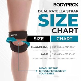 Bodyprox Correa de apoyo para tendón rotuliano (grande), alivio del dolor de rodilla ajustable de neopreno para correr, artritis, saltar, recuperación