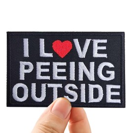 I Love Peeing Outside Patch, Soft Thin Sew On Iron on Embroidered Patch Emblem Badge for Clothes Hats Bags Jacket Jeans Backpacks