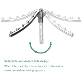 Clothes Hanger Wall Foldable Metal Clothes Fan Wall Mounted Foldable Pack of 2 180° Rotating Clothes Rack Wall Clothes Rail Hook Foldable for Laundry Room Bathroom Balcony
