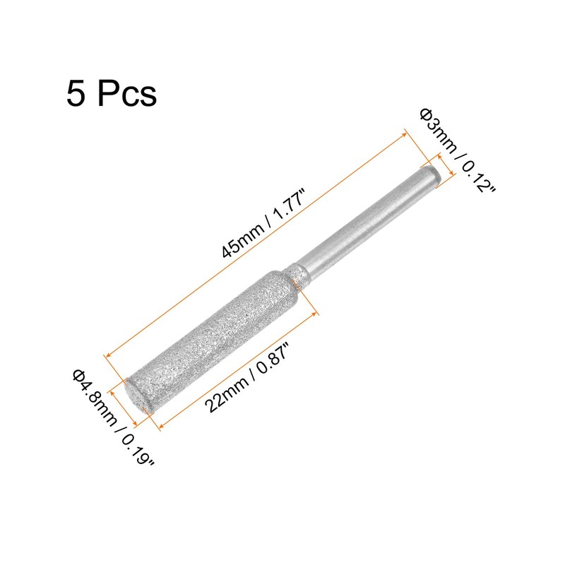 sourcing map 5pcs Diamond Chainsaw Sharpener Bits 3/16" 4.8mm Cylinder