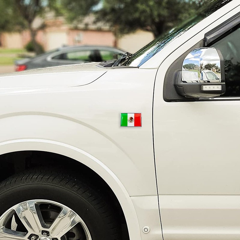 Perdecor Mexico Flag Sticker Emblem Mexican Decal Car Chrome Flags,