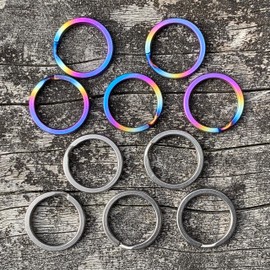 CLAN Titanium Key Rings Set of 2 Colors Light Weight Rust Free Key Ring Ti (Diameter 18mm Inner Diameter 14mm Inner Diameter 5pcs Each Color)