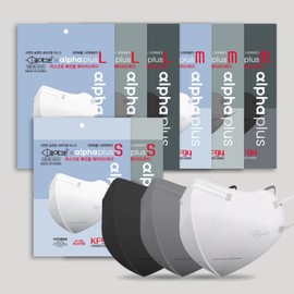 Dream Green / 꿈에그린x알파플러스 KF94 새부리형 마스크 100매/ UV차단 UPF50+, 다크그레이/L