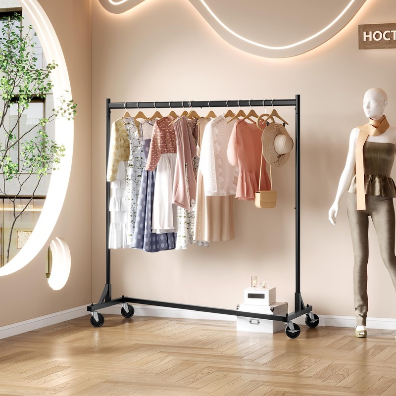 Hoctieon Z Rack, Rolling Clothes Racks with Z-Base, Heavy Duty