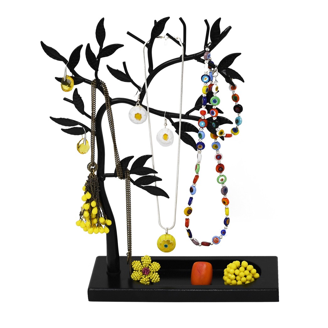 LilGift Metal Jewelry Tree - Necklace, Bracelet, Earring and Ring Jewelry Holder (BLACK)