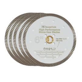 6" High Performance Diamond Saw Blades for Granite, Quartz, and Other Engineered Stones, 7/8"-5/8" Arbor, 5-Pack